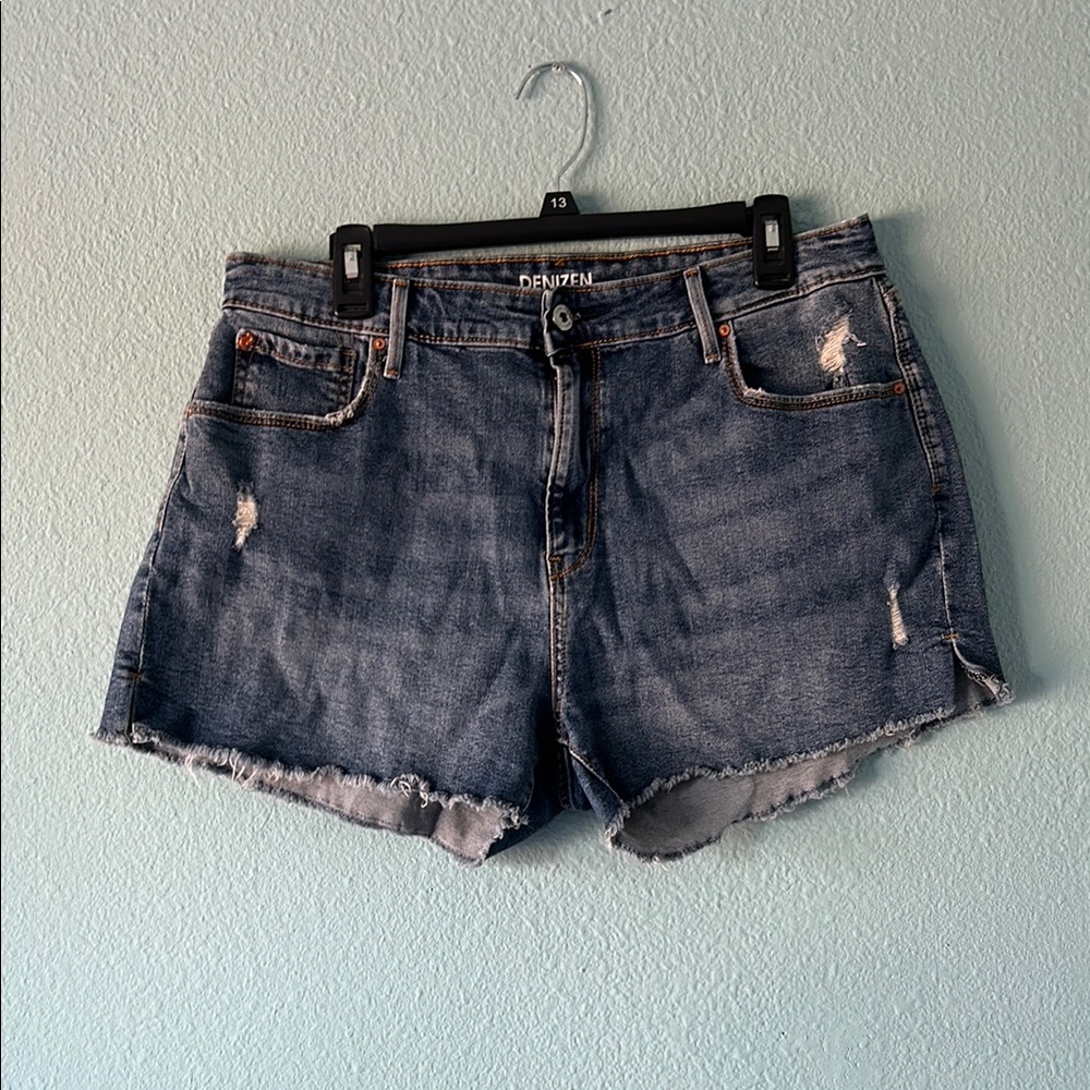 Denizen from Levi's Blue Distressed High Rise Jean Shorts Size 14